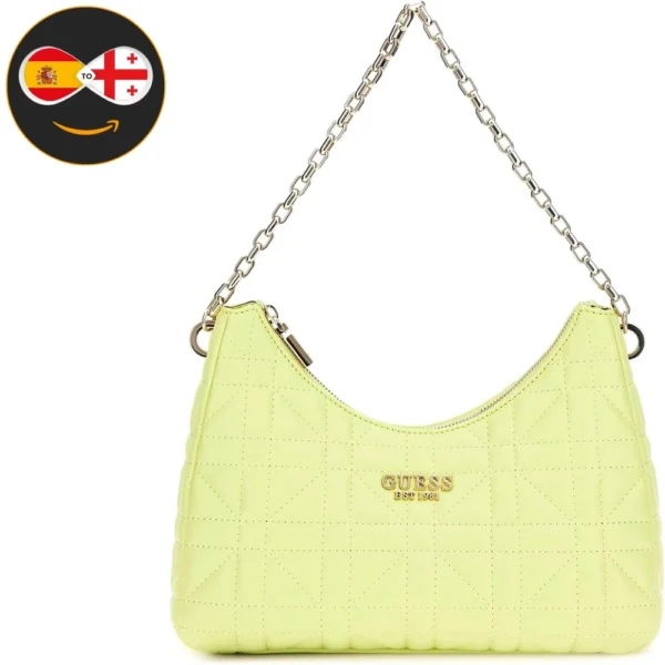 GUESS Assia Top Zip Shoulder Bag (Chartreuse)