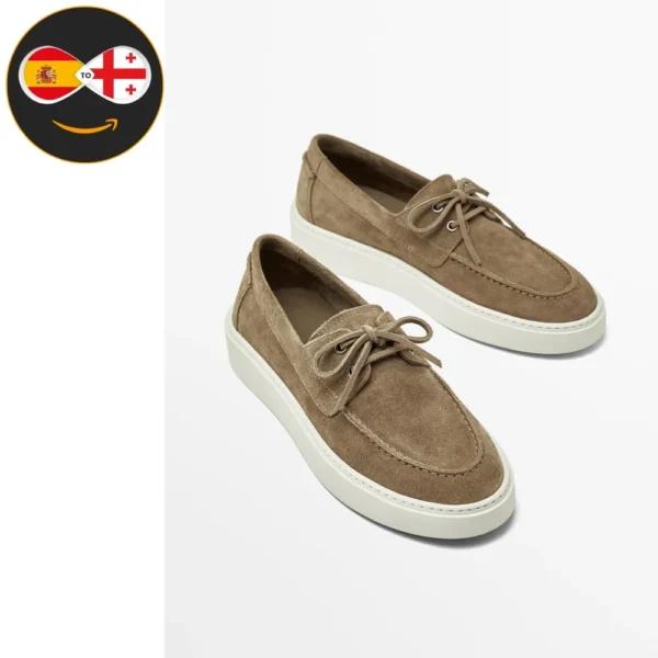 Massimo Dutti Split suede deck shoes (SAND)