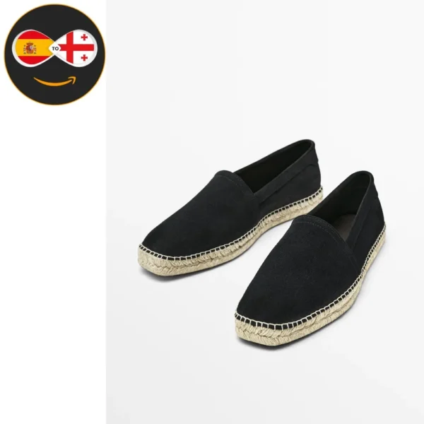 Massimo Dutti Split suede espadrilles (NAVY BLUE)