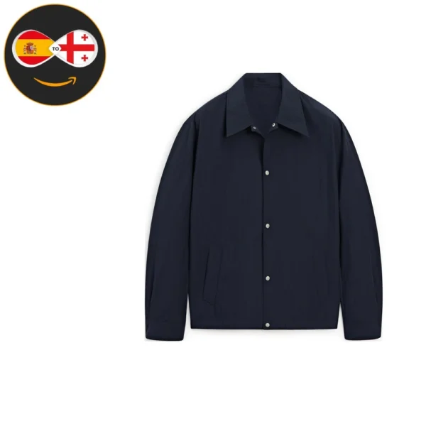 Massimo Dutti Cotton blend overshirt with pocket detail (NAVY BLUE)