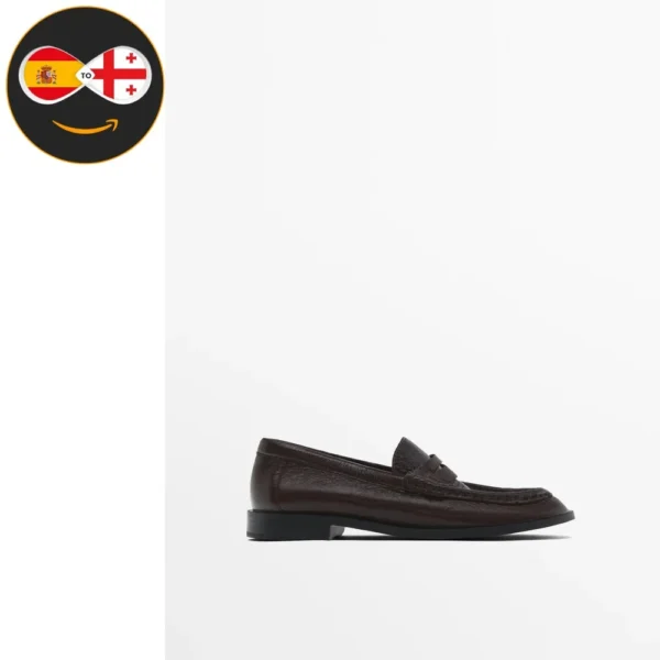 Massimo Dutti Leather penny loafers (BROWN)