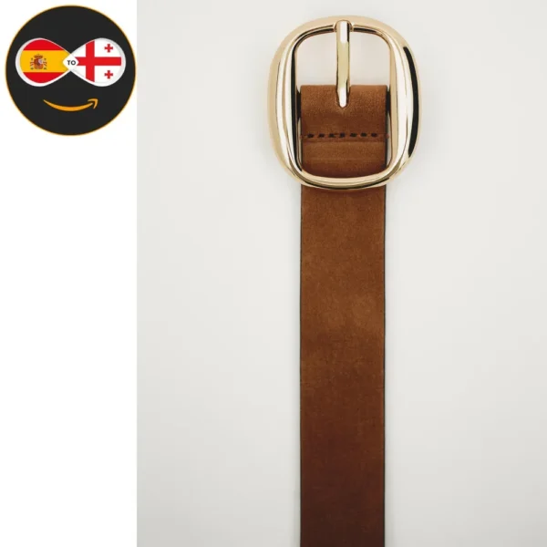 Massimo Dutti Suede belt with oval buckle (SAND)