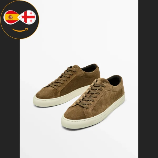 Massimo Dutti Split suede trainers (BROWN)